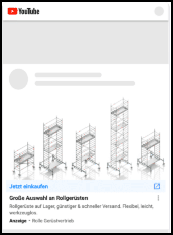 YouTube-Mobiloberfläche mit einer Anzeige für eine Auswahl an Rollgerüsten.