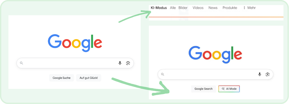 So erreichst du die KI Suche über den Tab "KI-Modus"