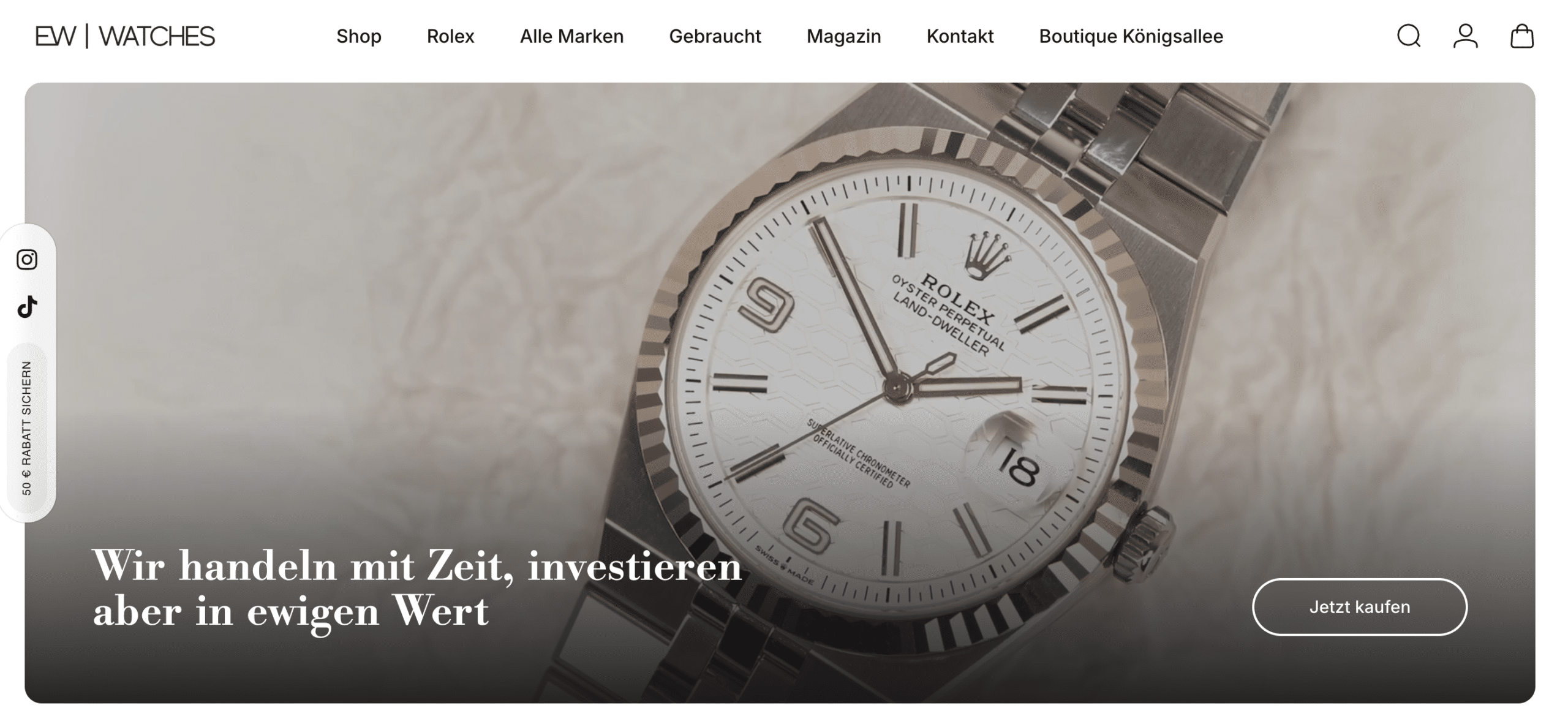 Google Ads für EW Watches: Screenshot vom EW Watches Onlineshop